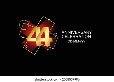 44 year anniversary red color, minimalist logo years, jubilee, greeting card. invitation on Grey background - Vector