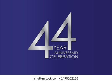 44 Year Anniversary Silver Color on Blue Background, For Invitation, banner, ads, greeting card - Vector