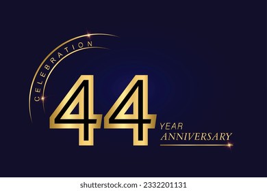 44 year anniversary vector banner template.Dark Blue Golden Royal anniversary Graphics Background.Growing Elegant Shine Spark. Luxury Premium Corporate Abstract Design Template.modern Shape Post.