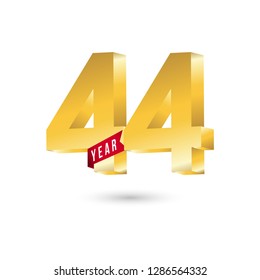 44 Year Anniversary Vector Template Design Illustration