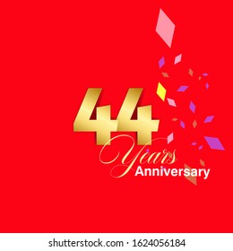 44 Year Anniversary Vector Template Design Illustration