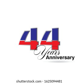 44 Year Anniversary Vector Template Design Illustration
