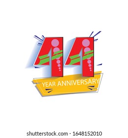 44 Year Anniversary Vector Template Design Illustration