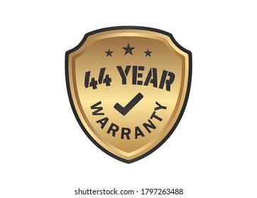 44 year Warranty Gold Shields on White Background