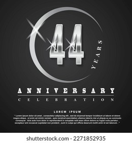 44 Years anniversary celebration 3d vector template design illustration