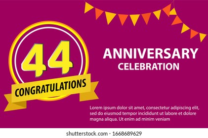44 years anniversary celebration logo vector template design illustration