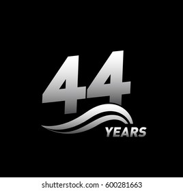 44 Years Anniversary Celebration logo Design. black and white color