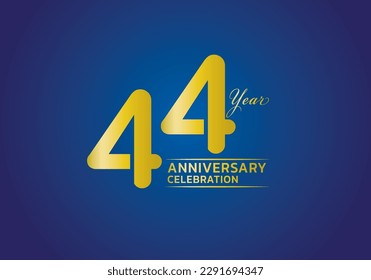 44 years anniversary celebration logotype gold color vector, 44th birthday logo, 44 number, anniversary year banner, anniversary design elements for invitation card and poster. number design vector
