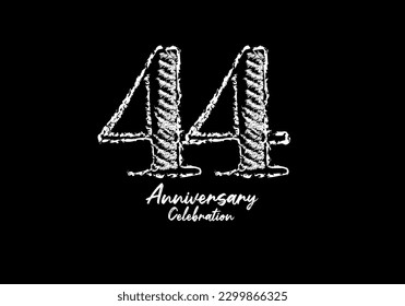 44 years anniversary celebration logotype white vector, 44th birthday logo, 44 number design, anniversary year banner, anniversary design elements for invitation card and poster. number design vector