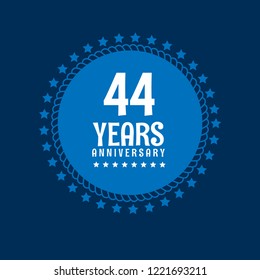 44 years anniversary celebration simple emblem, label, badge, logo,seal. vintage logo, 44 year sign, jubilee, greeting card