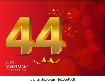 44 Years Anniversary Celebration Vector Template Design Illustration