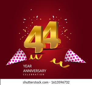 44 Years Anniversary Celebration Vector Template Design Illustration