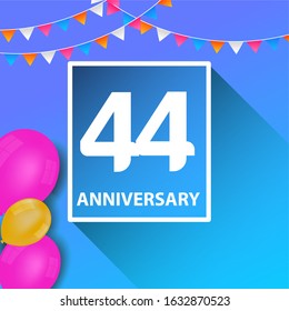 44 Years Anniversary Celebration Vector Template Design Illustration