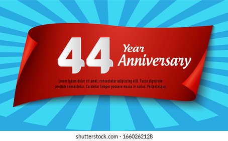 44 Years Anniversary Celebration Vector Template Design Illustration