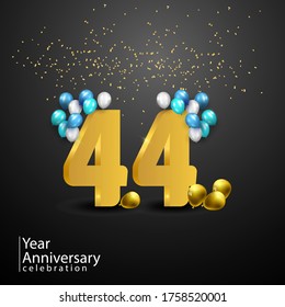 44 Years Anniversary Celebration Vector Template Design Illustration