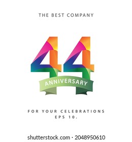 44 Years Anniversary Celebration Vector Template Design Illustration