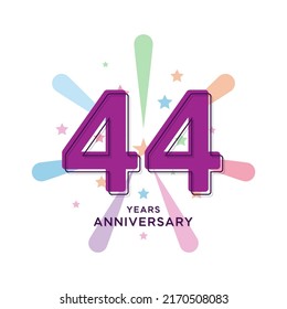 44 Years Anniversary Celebration Vector Template Design Illustration