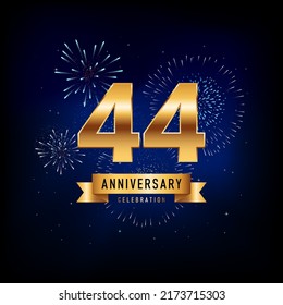 44 Years Anniversary Celebration, Vector Design Illustration Template
