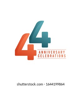 44 Years Anniversary Celebrations Vector Template Design Illustration