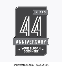 44 years anniversary design template. Vector and illustration.