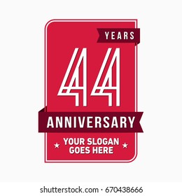 44 years anniversary design template. Vector and illustration.
