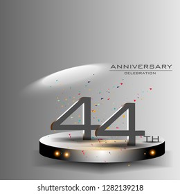 44 years anniversary design vector templates and illustrations, concepts in the future by giving a sci fi feel effect