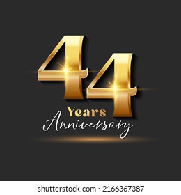 44 years Anniversary Gold Logotype number. Vector Design for Greeting Card and Invitation Card