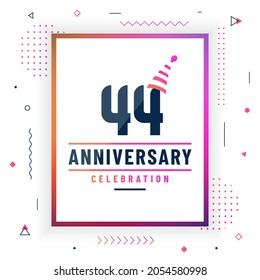 44 years anniversary greetings card, 44 anniversary celebration background free vector.