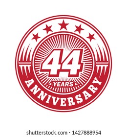 44 years anniversary. Anniversary logo design. Vector and illustration.