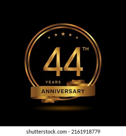 44 Years Anniversary Logo Gold Color Stock Vector (Royalty Free ...
