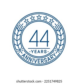 44 years anniversary logo template. 44th line art vector and illustration.