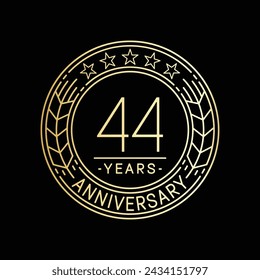 44 years anniversary logo template. 44th line art vector and illustration.