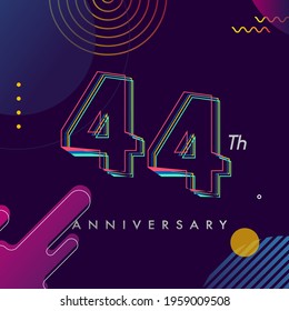 44 years anniversary logo, vector design birthday celebration with colorful geometric background and circles shape.