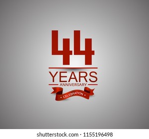 44 years anniversary logotype simple design with red ribbon for celebration purpose