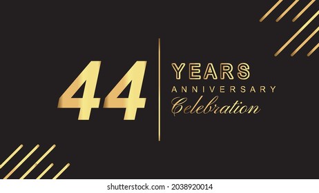 44 years anniversary luxury gold isolated on black background for 44th anniversary celebration event vector
