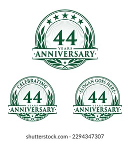 44 years anniversary set. 44th celebration logo collection. Vector and illustration. 