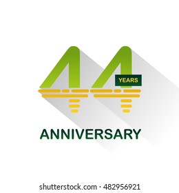 44 years anniversary, signs, symbols,flat design.