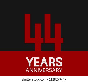 44 years anniversary simple design red number on black background for celebration template