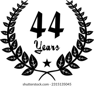 44 Years Anniversary stilyzed Laurel, black and white