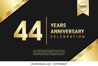 Diseño de plantilla de 44 años de aniversario. Celebración del Aniversario de Oro, ilustración vectorial.