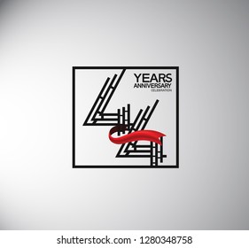 44 years anniversary template flat style with square and red ribbon