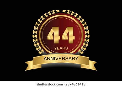 44 Jahre Jubiläum Vektorsymbol, Logo. Design-Element mit modernem Grafikstil.