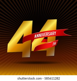 44 years gold anniversary celebration logotype 