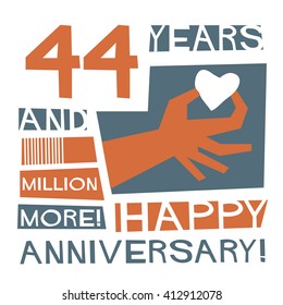 44 Years Happy Anniversary (Vector Illustration Concept Design)