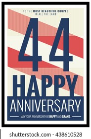 44 Years Happy Anniversary (Vector Illustration Poster Design)