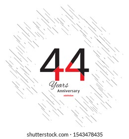 44 years old celebrating classic logo. Colored happy anniversary template numbers. Greetings celebrates. Traditional framed digits of ages. Special prize, % off, O or 0. Card's or label's idea.