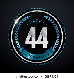 44 Years Silver anniversary logo, low poly design number