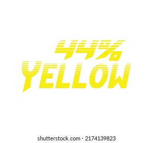 44% Yellow Sign and label vector and illustration art with fantastic font and yellow color combination in white background