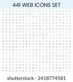 441 icons set for web, poster, flyer, or business card. Web icons isolated on white background.