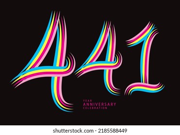 441 número de diseño vectorial, camiseta gráfica, 441 años de celebración de aniversario logotipo de línea colorida, logo de 441º cumpleaños, plantilla de pancarta, elementos de número de logo para tarjeta de invitación, afiche, camiseta.